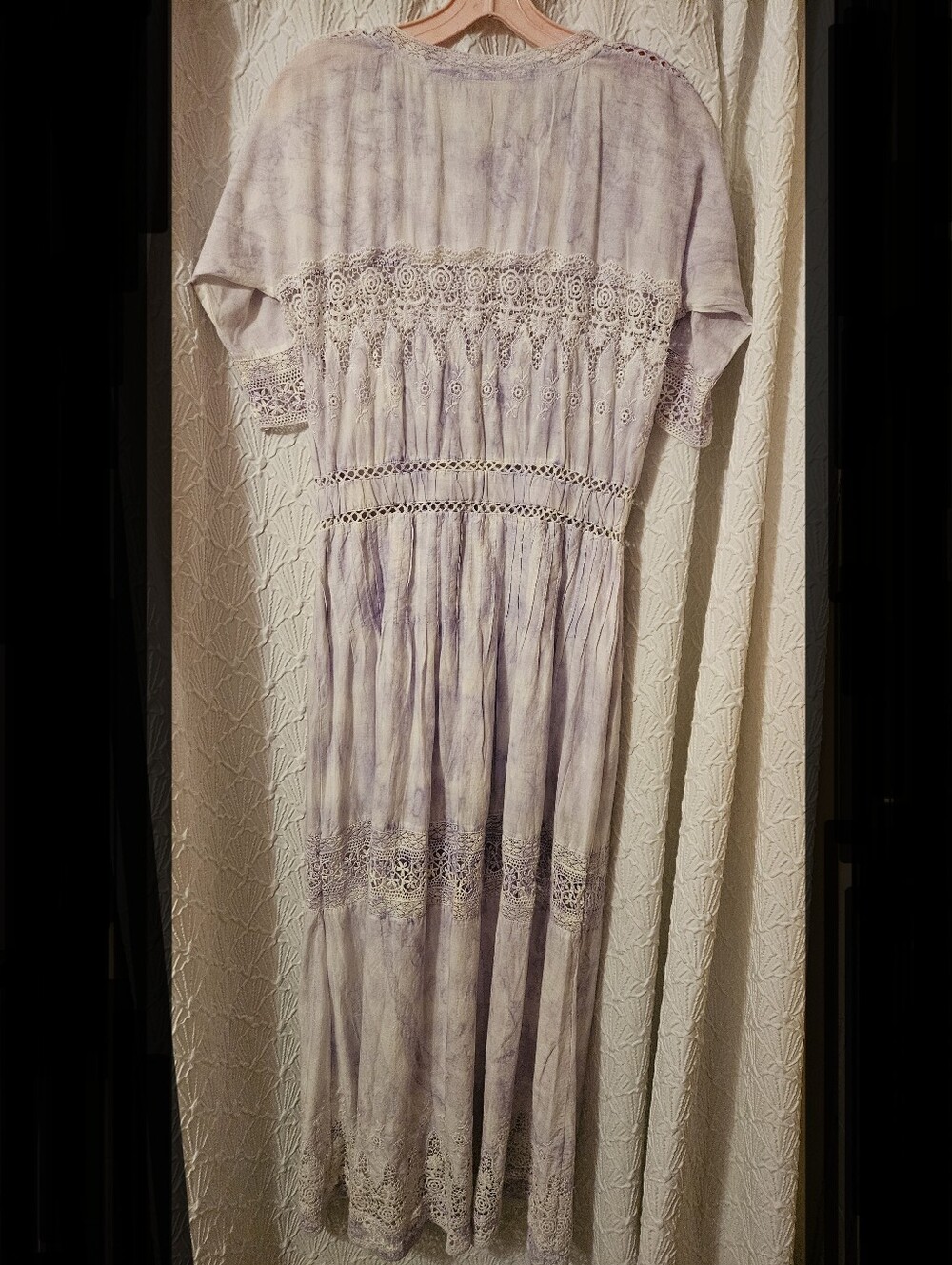 LoveShackFancy  Light Lavender Lace Button-Front Boho Dress - Picture 4 of 9